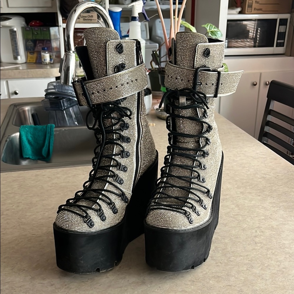 Crystal Rhinestone Platform Festival Boots